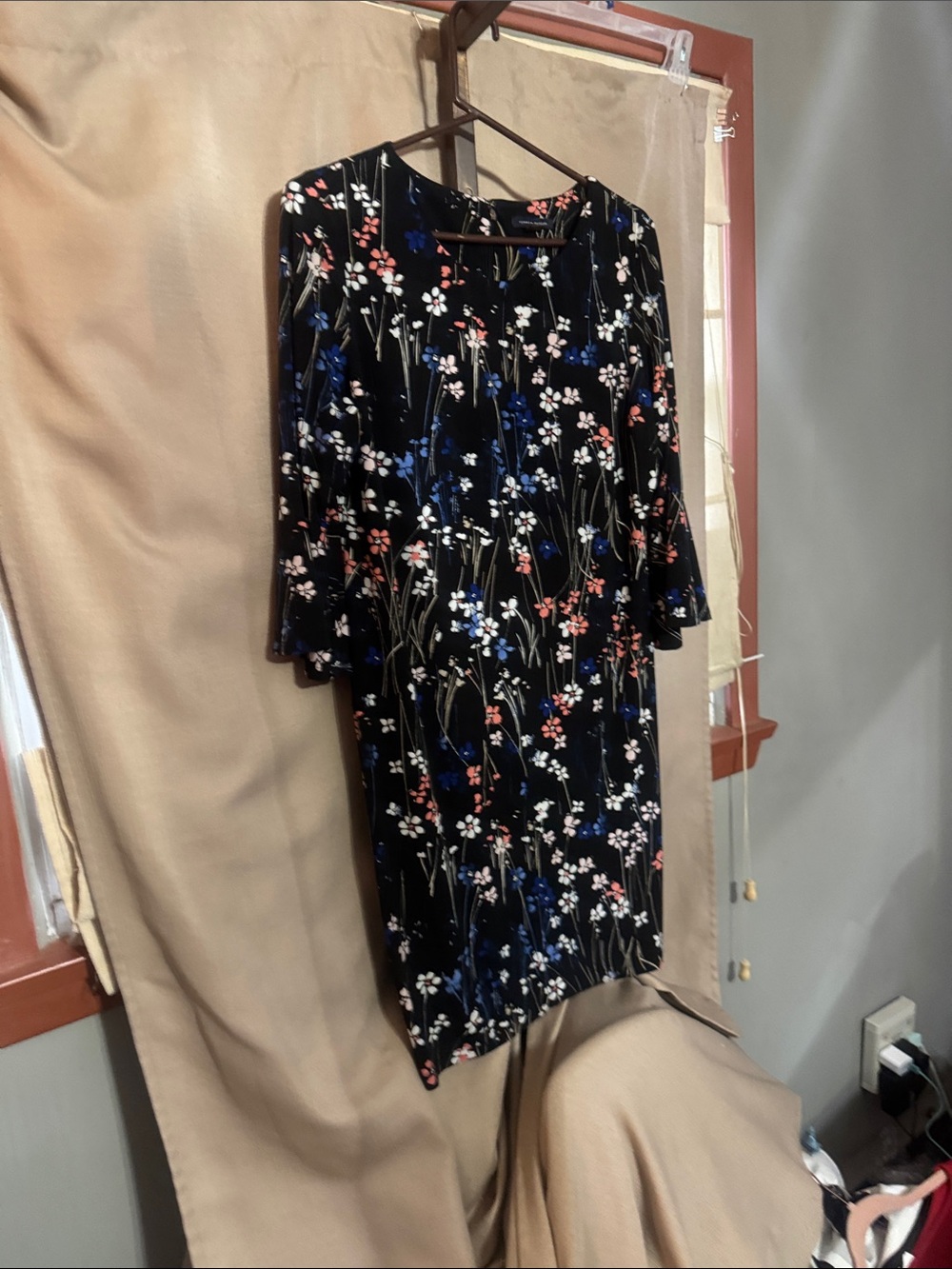 Tommy Hilfiger Floral Black Shift Dress with Pink & Blue Accents-17